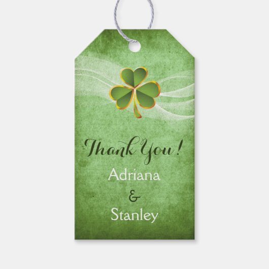 Ierse klaver & sluier bruiloft Dank u Cadeaulabel (Voorkant)