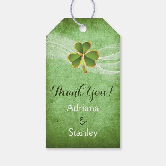 Ierse klaver & sluier bruiloft Dank u Cadeaulabel (Achterkant)