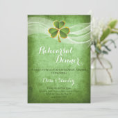 Ierse klaver & sluier bruiloft repetitie diner kaart (Staand voorkant)