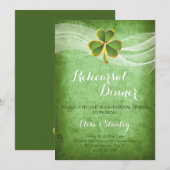 Ierse klaver & sluier bruiloft repetitie diner kaart (Voorkant / Achterkant)