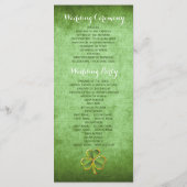 Ierse klaver & sluier groen bruiloft programma programmakaart (Achterkant)