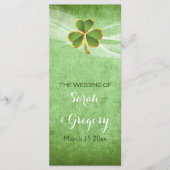Ierse klaver & sluier groen bruiloft programma programmakaart (Voorkant)
