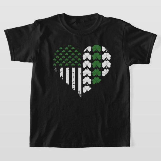 Ierse Klaver Vlag Hart Retro Shamrock St. Patrick T-shirt (Laagn)