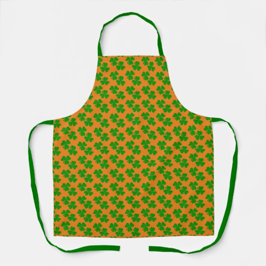 Ierse klavertjes Oranje en Groen Schort (Voorkant)