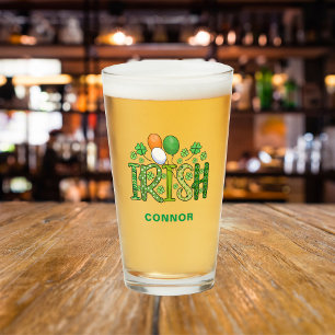 Ierse Kleuren Klaver Naam St. Patrick's Dag Bier Glas