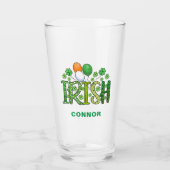Ierse Kleuren Klaver Naam St Patrick's Day Bier Glas (Voorkant)