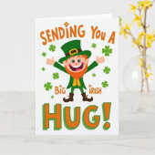 Ierse Knuffel Leprechaun Pret Kaart (Gele Bloem)