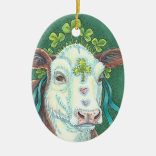 Ierse koe ST. PATRICK'S DAY VAARS ORNAMENT Ovaal