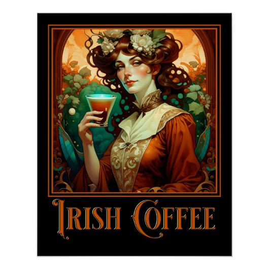 Ierse koffie Art Nouveau Perfect Poster (Voorkant)
