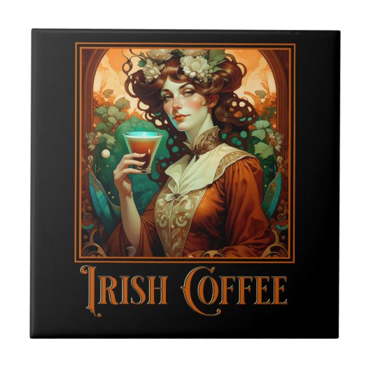Ierse koffie Art Nouveau Tegeltje (Voorkant)