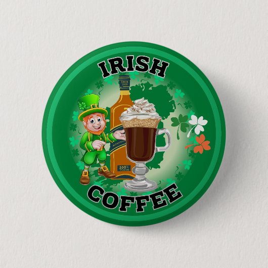 Ierse koffie - een elixer. ronde button 5,7 cm (Voorkant)