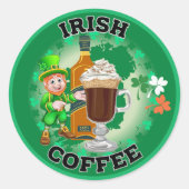 Ierse koffie - een elixer. ronde sticker (Voorkant)