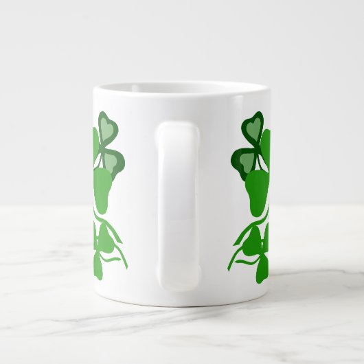 Ierse koffie, Ierland shamrock, wit, klaver 9 Grote Koffiekop (Achterkant)
