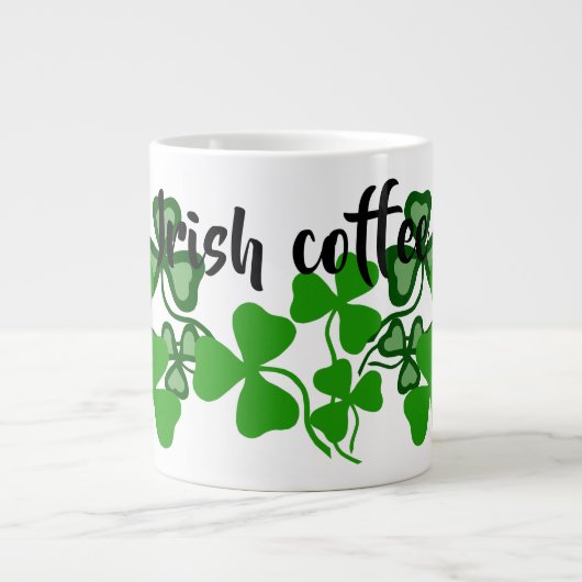 Ierse koffie, Ierland shamrock, wit, klaver 9 Grote Koffiekop (Voorkant)