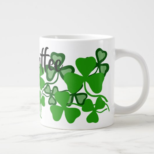 Ierse koffie, Ierland shamrock, wit, klaver 9 Grote Koffiekop (Rechts)