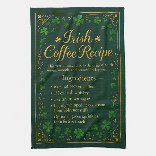 Ierse Koffie St. Patrick's Day Theedoek (Verticaal)