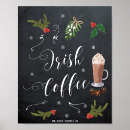 Ierse koffiebar winter kerst huwelijksbord poster