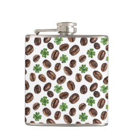 Ierse koffiebonen en klavertjes Funny Design Heupfles