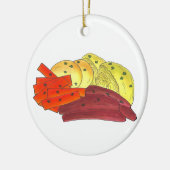 Ierse kool voor gekookt rundvlees, wortelen keramisch ornament (Links)