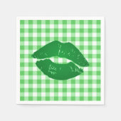 Ierse kus op Green Gingham Fun Party Servetten (Voorkant)