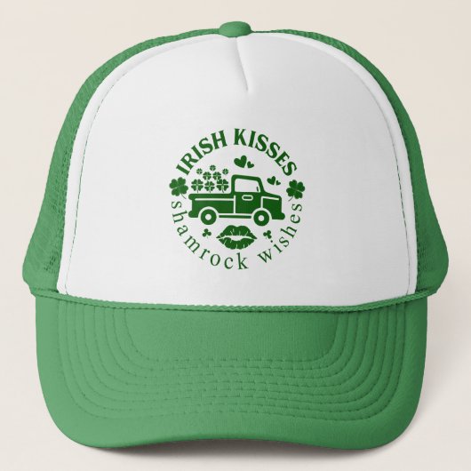 Ierse kussen Truck met klavers St. Patrick's Day Trucker Pet (Voorkant)
