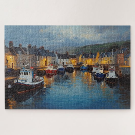 Ierse kustplaats met haven legpuzzel (Horizontaal)