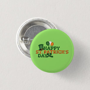 Ierse laarzen, hoed en ballonnen, St. Patricks Dag Ronde Button 3,2 Cm