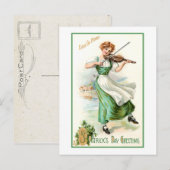 Ierse Lass met Fiddle Briefkaart (Voorkant / Achterkant)