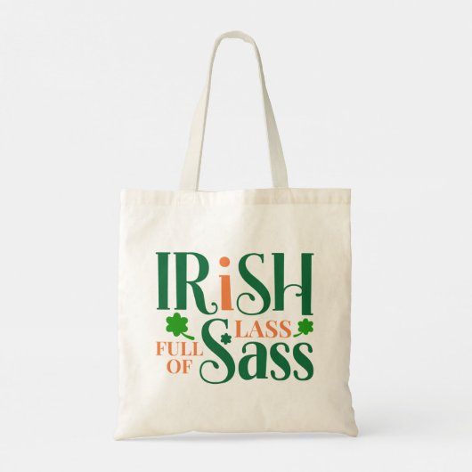 Ierse Lass vol met Sass Funny St Patrick's Day Tote Bag (Achterkant)