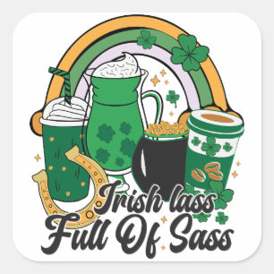 Ierse Lass vol Sass - Cheeky St. Patrick's Day Vierkante Sticker