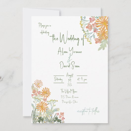 Ierse Lente Madeliefjes Bruiloft Kaart (Voorkant)