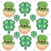 Ierse leprechaos en gelukshamrocken sticker (Voorkant)