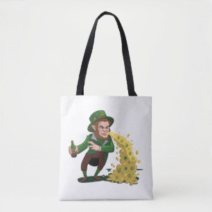 Ierse Leprechaun die Lucky Cookies Gooit Funny Tote Bag