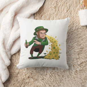 Ierse Leprechaun die Lucky Cookies gooit Grappig  Kussen