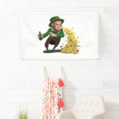 Ierse Leprechaun die Lucky Cookies gooit Grappig  Spandoek (Insitu)