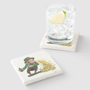 Ierse Leprechaun die Lucky Cookies gooit Grappig  Stenen Onderzetter