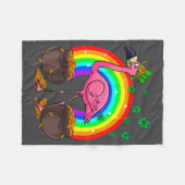 Ierse Leprechaun Flamingo Grappige St. Patrick's D Fleece Deken (Voorkant (Horizontaal))
