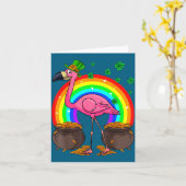 Ierse Leprechaun Flamingo Grappige St. Patrick's D Kaart (Gele Bloem)