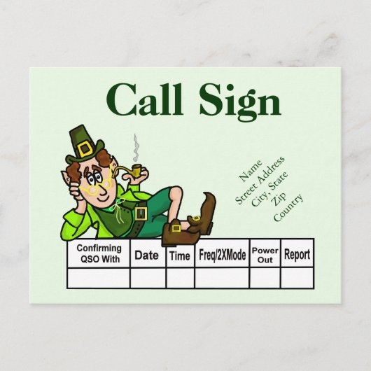 Ierse Leprechaun Ham Radio QSL-kaart past hem aan! Briefkaart (Voorkant)