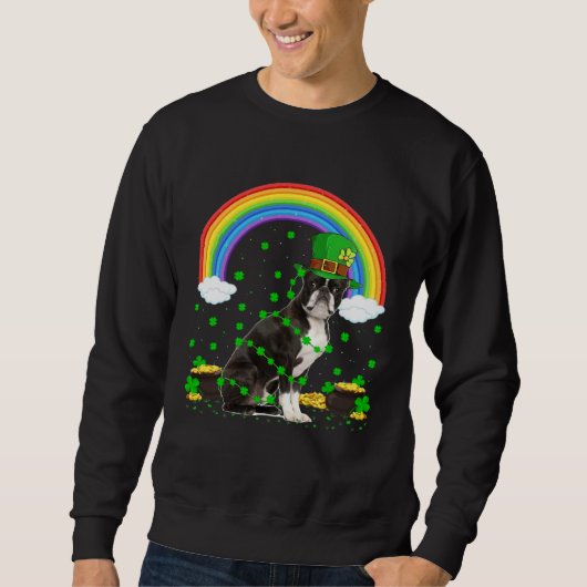 Ierse Leprechaun Hoed Boston Terrier St. Patrick's Trui (Voorkant)
