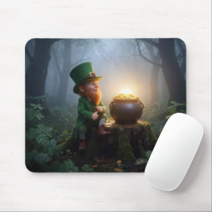 Ierse Leprechaun in een nevelig bos Muismat