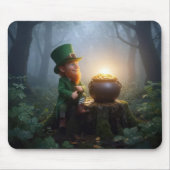 Ierse Leprechaun in een nevelig bos Muismat (Voorkant)