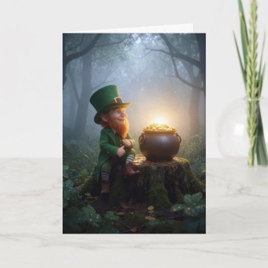 Ierse Leprechaun met een Pot met Goud Kaart (Voorkant)