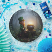 Ierse Leprechaun met een Pot met Goud Papieren Bordje (Feest)