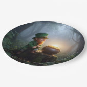Ierse Leprechaun met een Pot met Goud Papieren Bordje (Gekanteld)