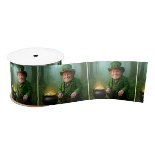 Ierse Leprechaun met een Pot met Goud Satijnen Lint