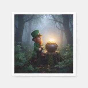 Ierse Leprechaun met een Pot met Goud Servet