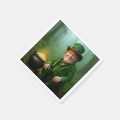 Ierse Leprechaun met een Pot met Goud Servet (Hoek)