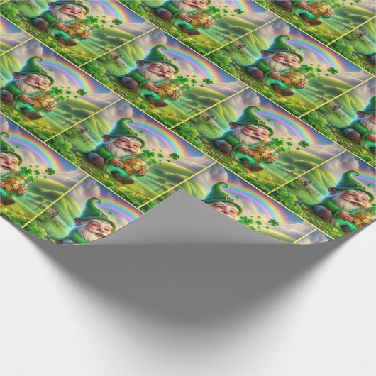 Ierse Leprechaun met gouden munten Cadeaupapier (Hoek)