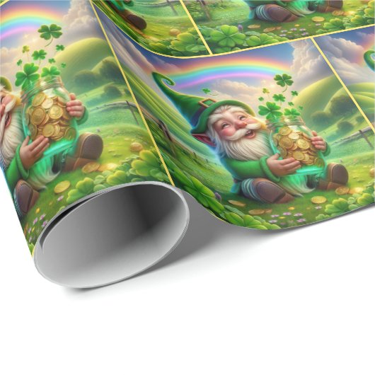 Ierse Leprechaun met gouden munten Cadeaupapier (Rol Hoek)